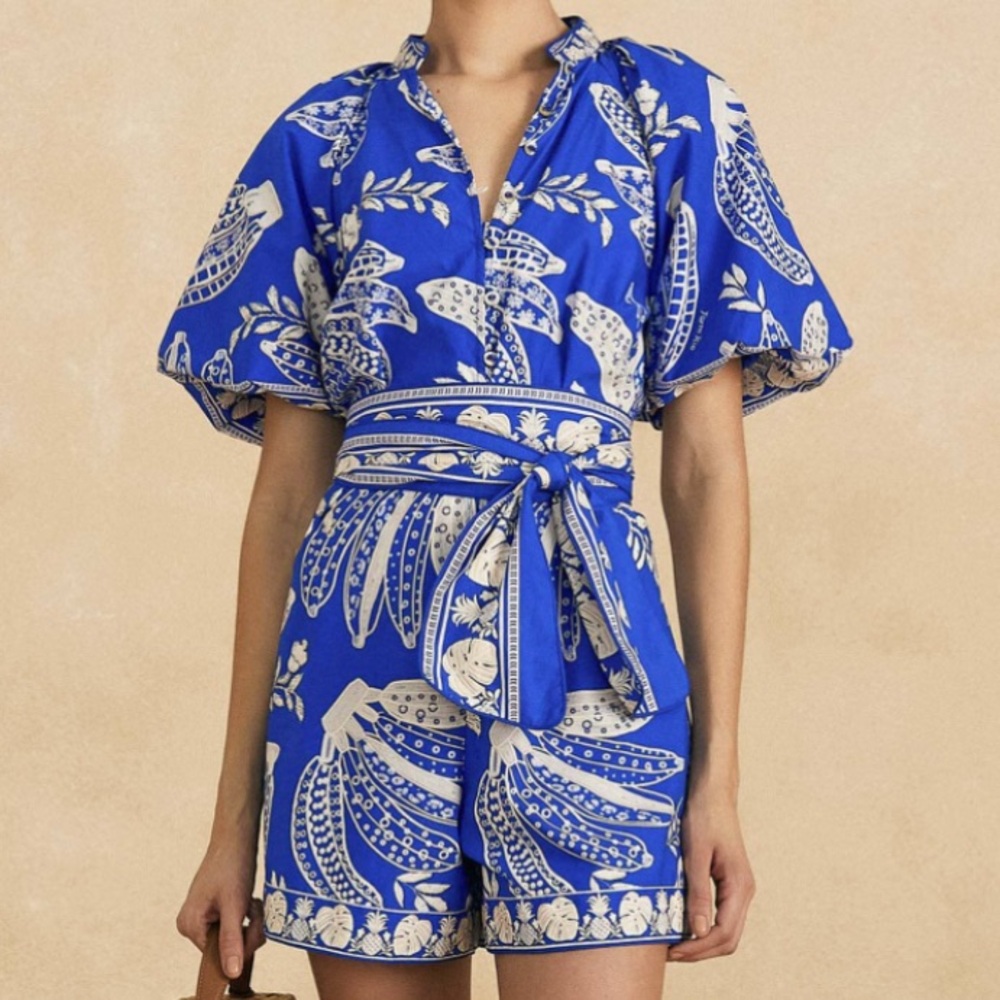 Farm Rio Blue Lace Banana Romper